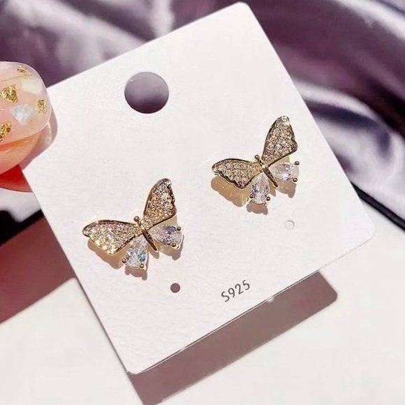 18K gold plated butterfly earrings - Picture 2 of 2